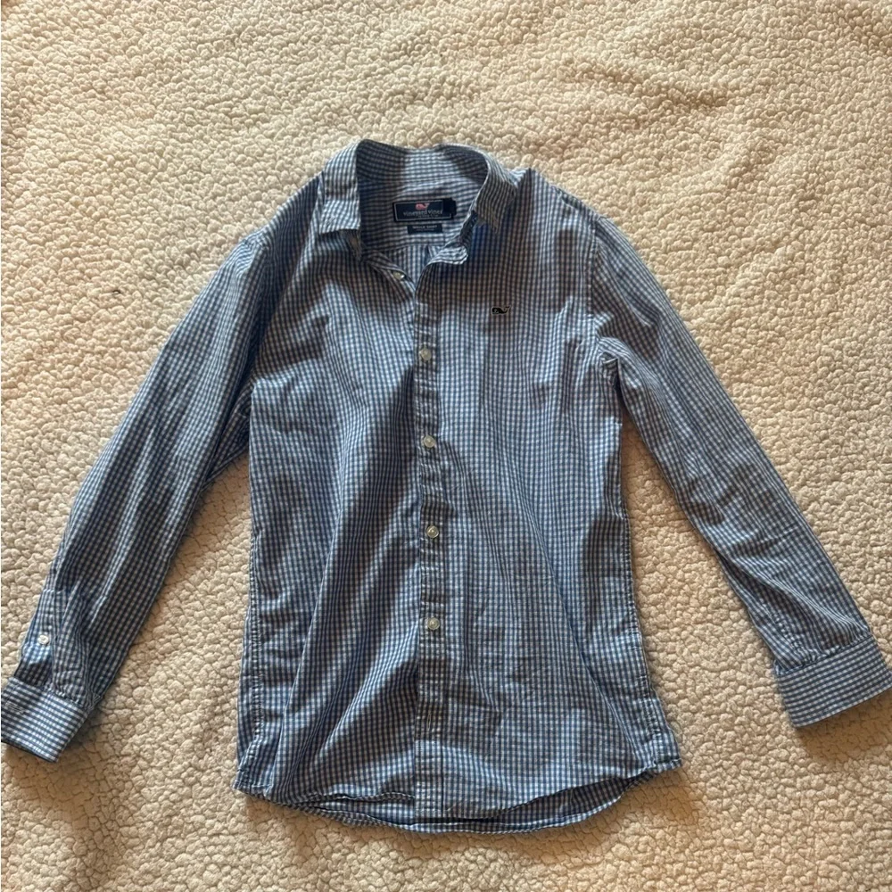 Boys Vineyard Vines Navy Checkered Button Down Shirt